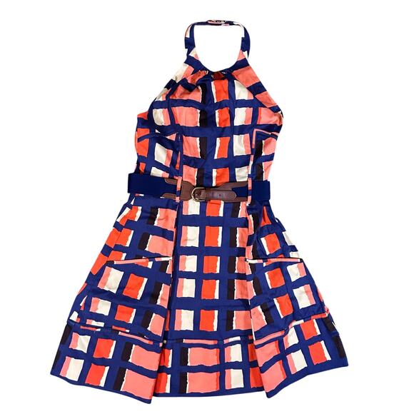 Jessica Simpson Multi Color‎ Belted Stretch Cotton Halter Dress Size 6 - Picture 1 of 7